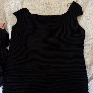 White House Black Market Black Ribbed Blouse
